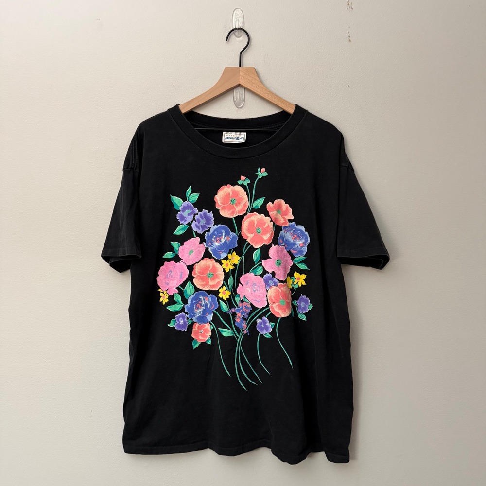 Vintage 90s Jacques Moret Floral T-Shirt Women's OS Dance Wear Single Stitch